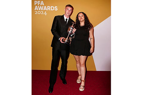 Britain PFA Player Awards: Cole Palmer and his sister Hallie pose after winning the PFA Young Player of the Year award